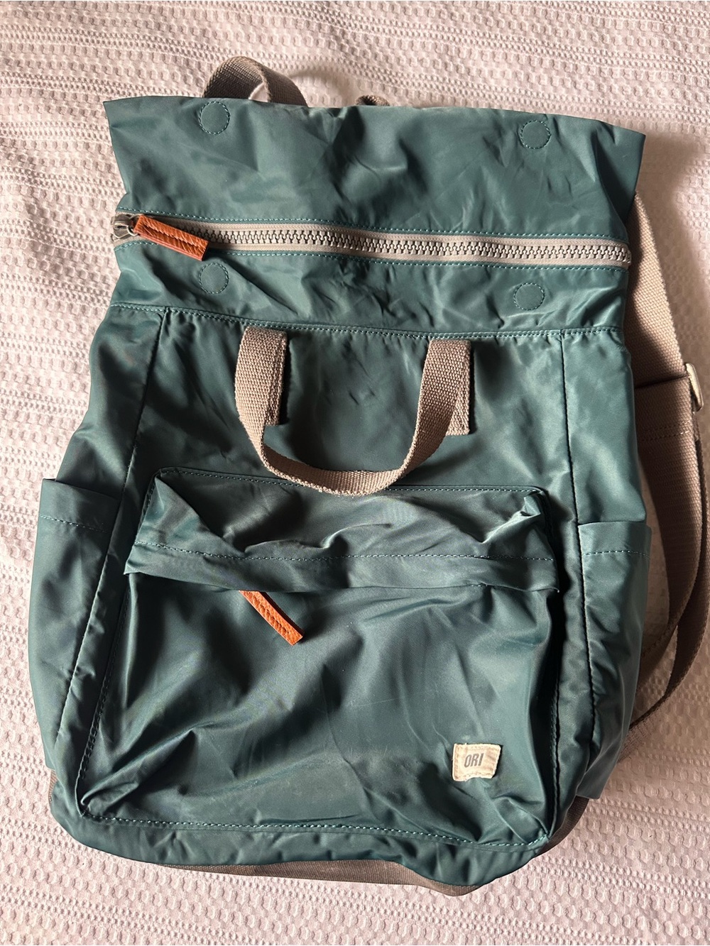 ORI London Bantry B Medium Backpack Teal Green Water Repellent Nylon 15L
